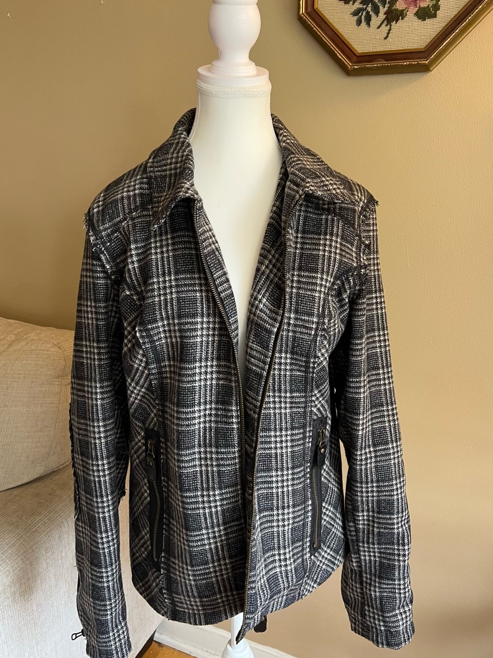 Ruff Hewn Black & Gray Plaid Shirt Jacket